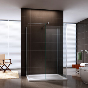 3-Pieces Glass Rectangle Floor shower Kit