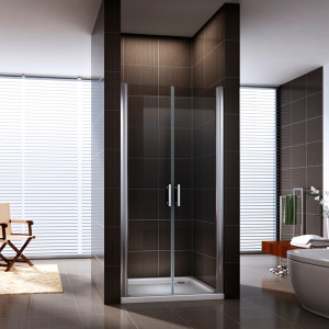 2-pieces Glass Shower Door with Rectangle Shower Base