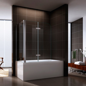 3-pieces Glass Shower Door with bathtub