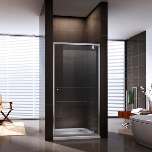 1 piece Framed Glass Shower Door with rectangle shower base on the corner